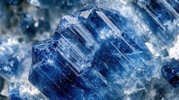 Close-up of kyanite with rich blue hues and unique striated patterns. photo