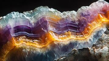 Fluorite crystal showing a stunning gradient of blue, purple, and orange photo