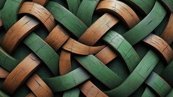 Abstract wooden waves in green and natural tones. photo