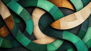 Abstract wooden waves in green and natural tones. photo