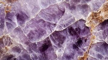 Macro shot of lepidolite showcasing its smooth purple surfaces and mineral inclusions. photo
