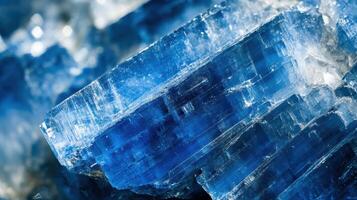Close-up of kyanite with rich blue hues and unique striated patterns. photo