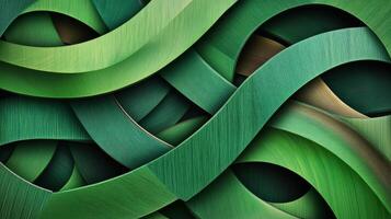 Abstract wooden waves in green and natural tones. photo