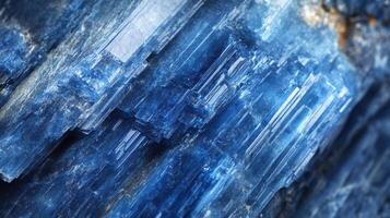 Deep blue kyanite crystal with unique formations and clear facets. photo