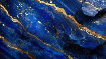 Macro shot of lazurite highlighting its bold blue and sparkling gold inclusions. photo