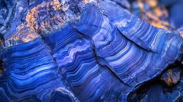 Polished dumortierite displaying vibrant blue striations photo