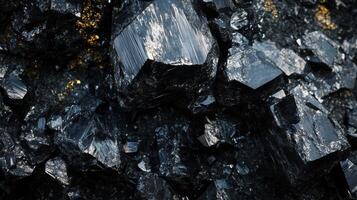 Detailed view of wolframite showcasing rich black hues and sharp facets photo
