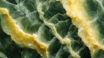 Polished serpentine stone captured in a macro shot, revealing its smooth texture and vibrant colors. photo
