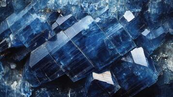 Close-up of kyanite with rich blue hues and unique striated patterns. photo