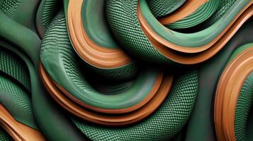 Abstract wooden waves in green and natural tones. photo