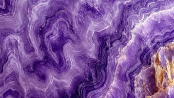 Close-up of charoite crystal highlighting its rich purple hues and intricate patterns. photo