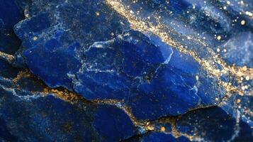 Macro shot of lazurite highlighting its bold blue and sparkling gold inclusions. photo