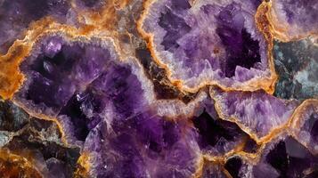 Richly colored amethyst gemstone with unique natural layers and formations. photo