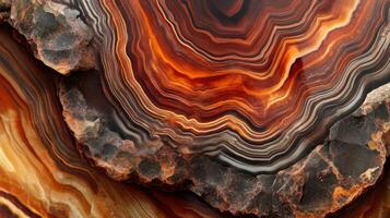 Detailed view of jasper gemstone, showcasing its rich layers of red, orange, and earthy tones. photo
