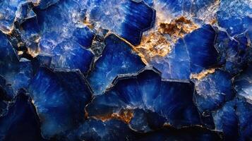 Polished dumortierite displaying vibrant blue striations photo