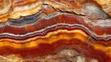 Detailed view of jasper gemstone, showcasing its rich layers of red, orange, and earthy tones. photo