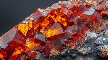 Vibrant orange crocoite gemstone with unique natural patterns and radiant tones. photo