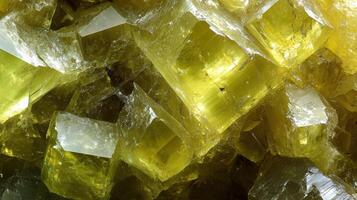 Macro shot of chrysoberyl with vibrant yellow colors and clear facets. photo
