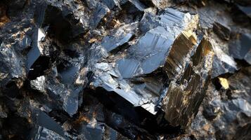 Detailed view of wolframite showcasing rich black hues and sharp facets photo