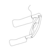 Holding steering wheel side view continuous outline . steering one line art drawing. vector