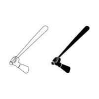 Holding baseball bat continuous outline isolated on white background. vector