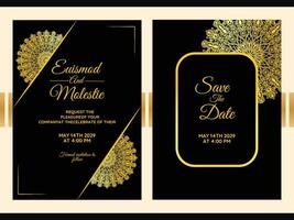Save The Date pattern flower luxury Wedding card Invitation Template vector