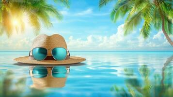 Summer accessories enjoying a relaxing day at the beach photo