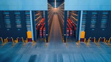 Large distribution warehouse organizing packages getting ready for shipment photo
