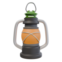 3d render illustration of kerosene lantern. Camping, travel and adventure concept. Isolated object png
