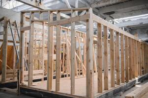 Workshop for the production of wooden modular houses photo