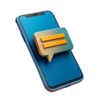 3d render style message smartfone, isolated on transparent background png