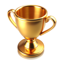 golden cup with soft form, isometric, isolated on a transparent background png