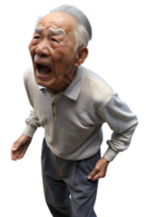 An old man is standing and has his mouth open. He appears to be in motion png