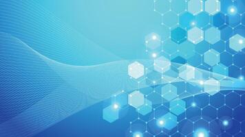 Blue Geometric Hexagon Background for for science, technology, medical, innovation and health care concept design template vector