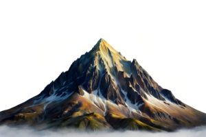 Mountain, There is fog covering the base of the mountain isolated on a transparent background png