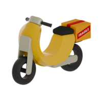3D Render of a Yellow Delivery Scooter with Fragile Package png