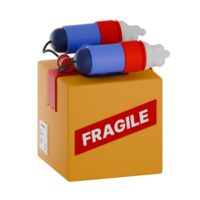 3D Concept of Fragile Delivery with rocket png