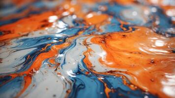 Marble surface with orange and blue colors. photo