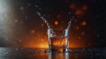 Close-Up of Water Splash with Fiery Background. photo