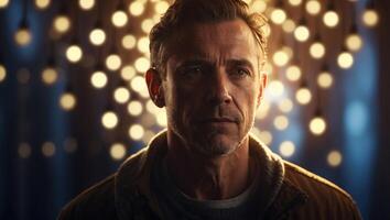 Man in front of a light Gateway concept. photo