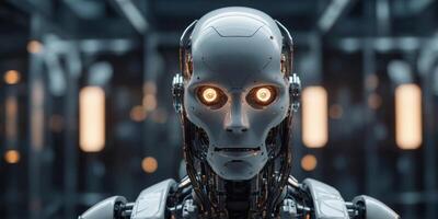 future of medical science with robot theme front view showcasing innovation and technology cybernetic. photo