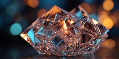Crystalline structure with neon glow The concept of modern design. photo