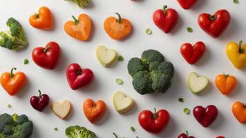 Heart shaped vegetables Health food concept. photo