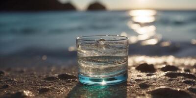 Crystal clear ocean water shimmering in the sunlight. photo