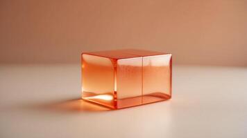 Minimalist cube on peach and orange background. photo