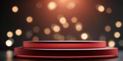 Illuminated Red Light Podium for Striking Product Display. photo