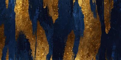 Royal Blue and Gold Abstract Brush Strokes Bold and Expressive. photo