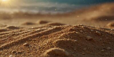 Sunscreen protect background with sand and sun shape. photo