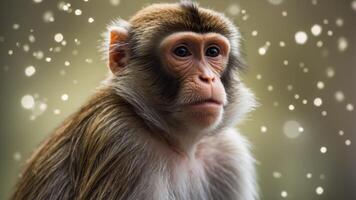 monkey animal with microscopic image of monkey pox virus. photo