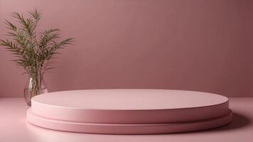 round podium for display on pink studio background. photo